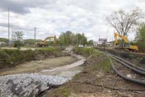 The Unkamet Brook, an area contaminated by General Electric’s former Pittsfield plant is currently being restored. (Joe Difazio/WBUR)