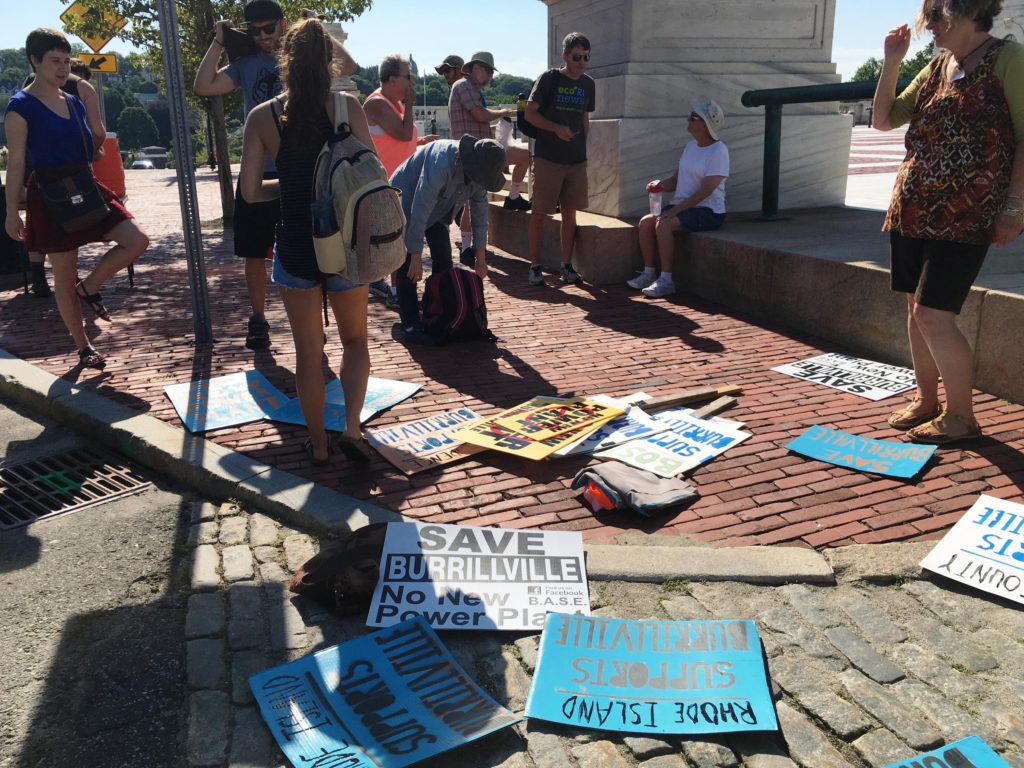 Burrillvill power plant Protesters standing outside the Rhode Island Statehouse. Credit Ambar Espinoza / RIPR