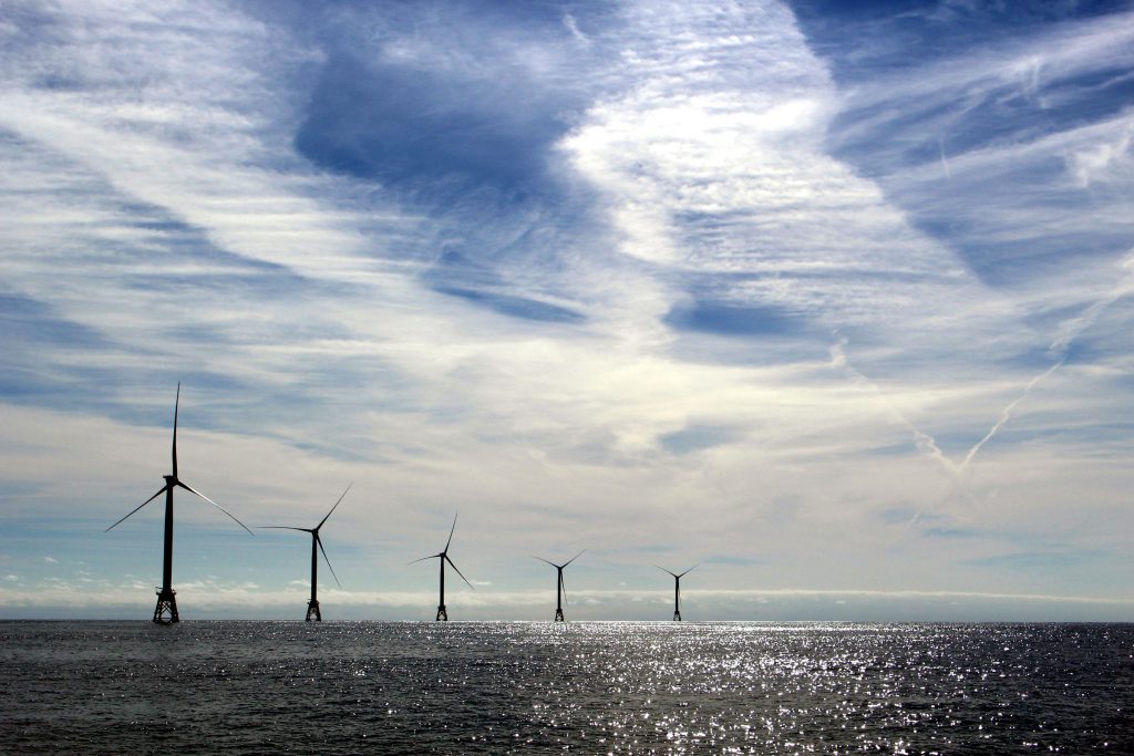 Deepwater Wind's Block Island Wind Farm is in the middle of its testing phase. It will start producing electricity next month. Photo: Ambar Espinoza 