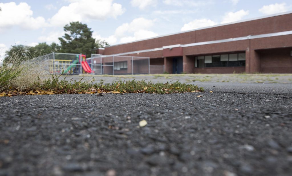 Hartford's Clark School, closed after PCBs were discovered in the building in December. 2014 The toxic materials were found in new ceiling tiles. (Credit: Ryan Caron King/WNPR)