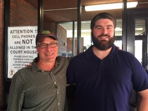 John Rosenthal, left, co-founded the Police Assisted Addiction Recovery program in Gloucester, Mass. Steve Lesnikoski, right, was his first client. (Credit: Kristin Gourlay/ RIPR)