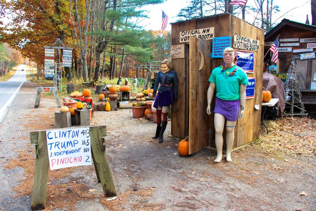 Farmstand owner Chris Owens posted the results of his poll a week before the election. (Credit: Sean Hurley/ NHPR)