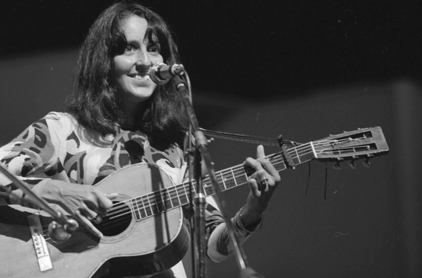 Joan Baez performs at the 1964 Newport Folk Festival.