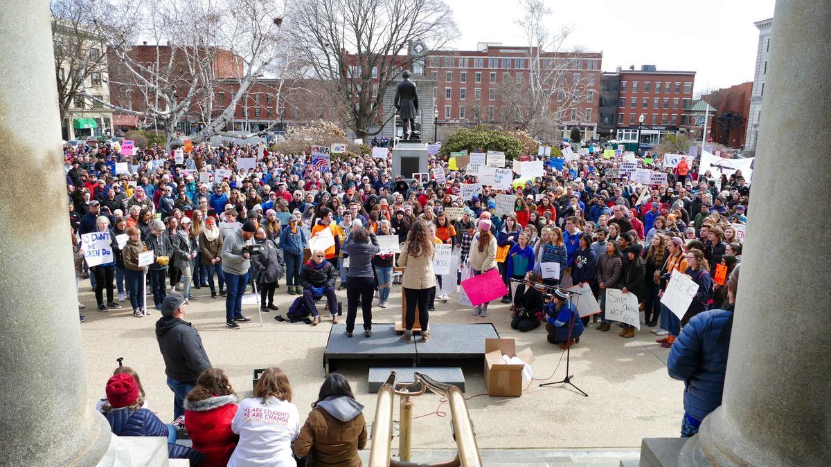 View of the March for Our Lives rally at the N.H. State House on March 24, 2018. (Sean Hurley/NHPR)