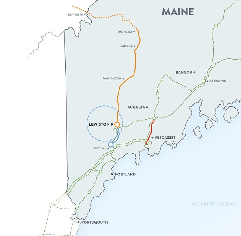 Map of the New England Clean Energy Connects line.