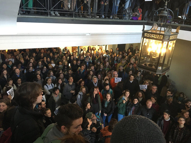 University of Vermont students walked out of class in February 2018, demanding the school do more to address racial justice and inequity on the Burlington campus. Photo by Liam Elder-Connors for VPR