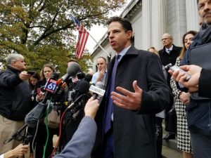 Josh Koskoff, a lawyer representing the families of Sandy Hook shooting victims, appeared at the Connecticut Supreme Court in November 2017. Photo by Patrick Skahill for WNPR