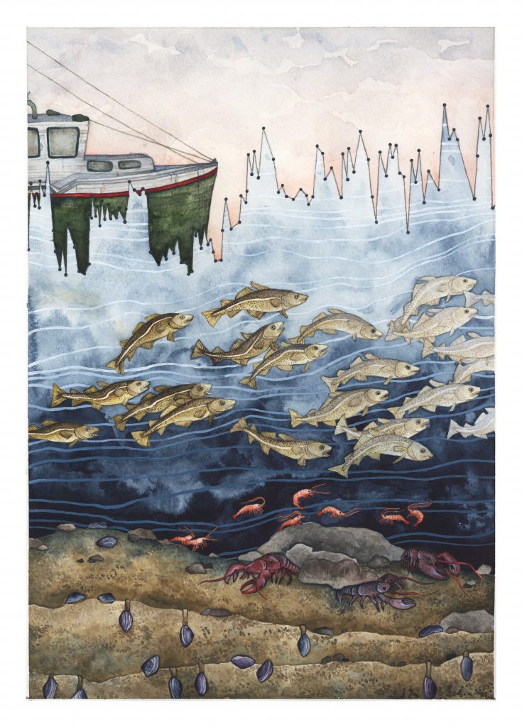 Gulf of Maine Temperature Variability" by artist Jill Pelto. Courtesy of Jill Pelto