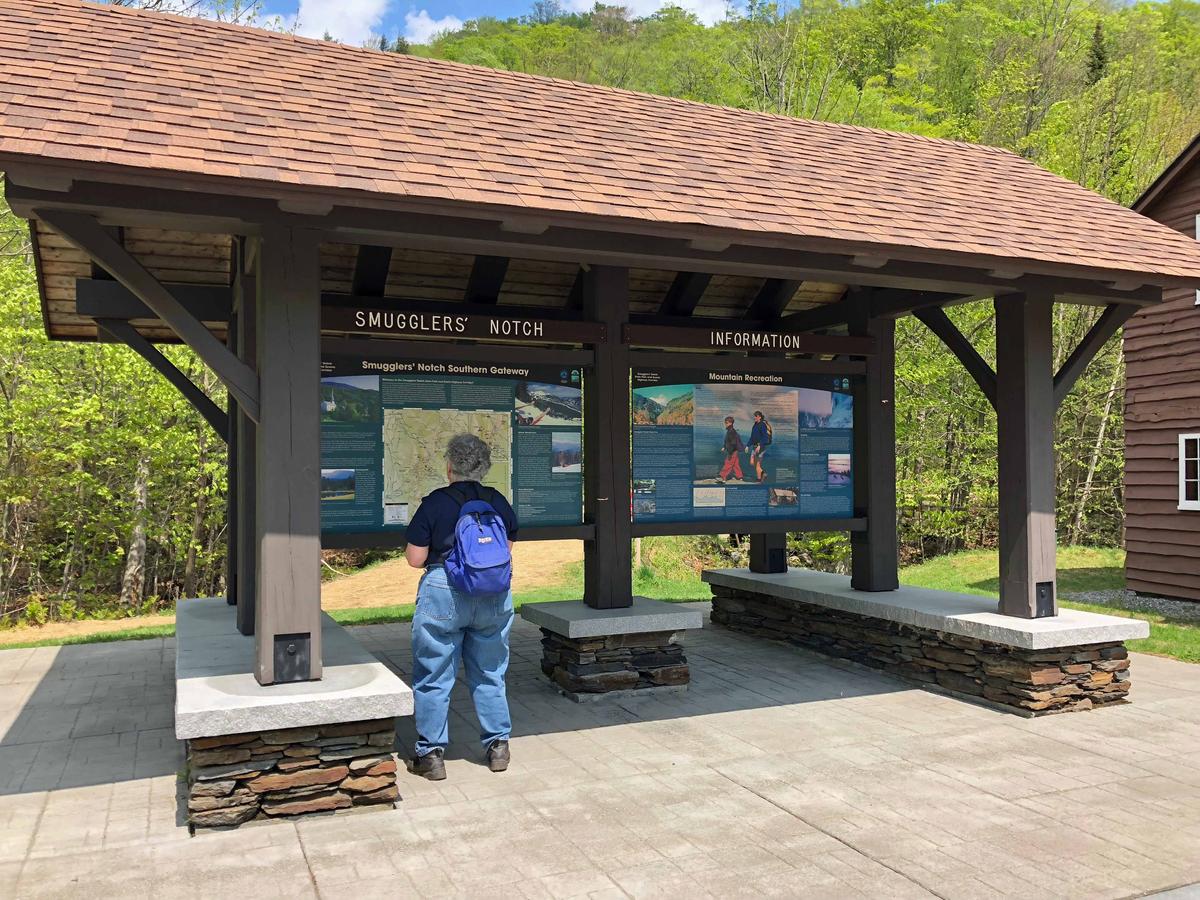 While the visitor's center is only open on the weekends, a nearby kiosk provides information 24/7. Photo by Amy Kolb Noyes for VPR