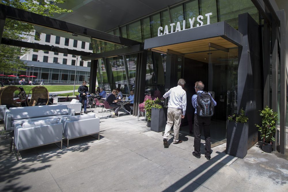 The "tribes" of biotech often do lunch at Catalyst restaurant in Kendall Square. Photo by Jesse Costa for WBUR