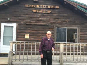 Claude Z. Westfall outside of the old Viezie Salmon Club. Photo by Caroline Lester for the New England News Collaborative