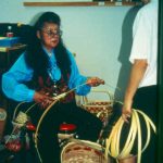 A Penobscot woman makes an ash basket. Photo courtesy of John Banks