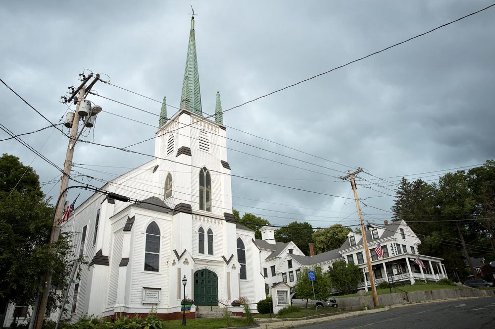 The First Universalist Church in Orange is one of the locations that appears in "Castle Rock." Photo by Robin Lubbock for WBUR