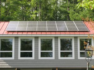 Solar panels at Shaker Woods Farm. Photo by Keith Shields for NHPR