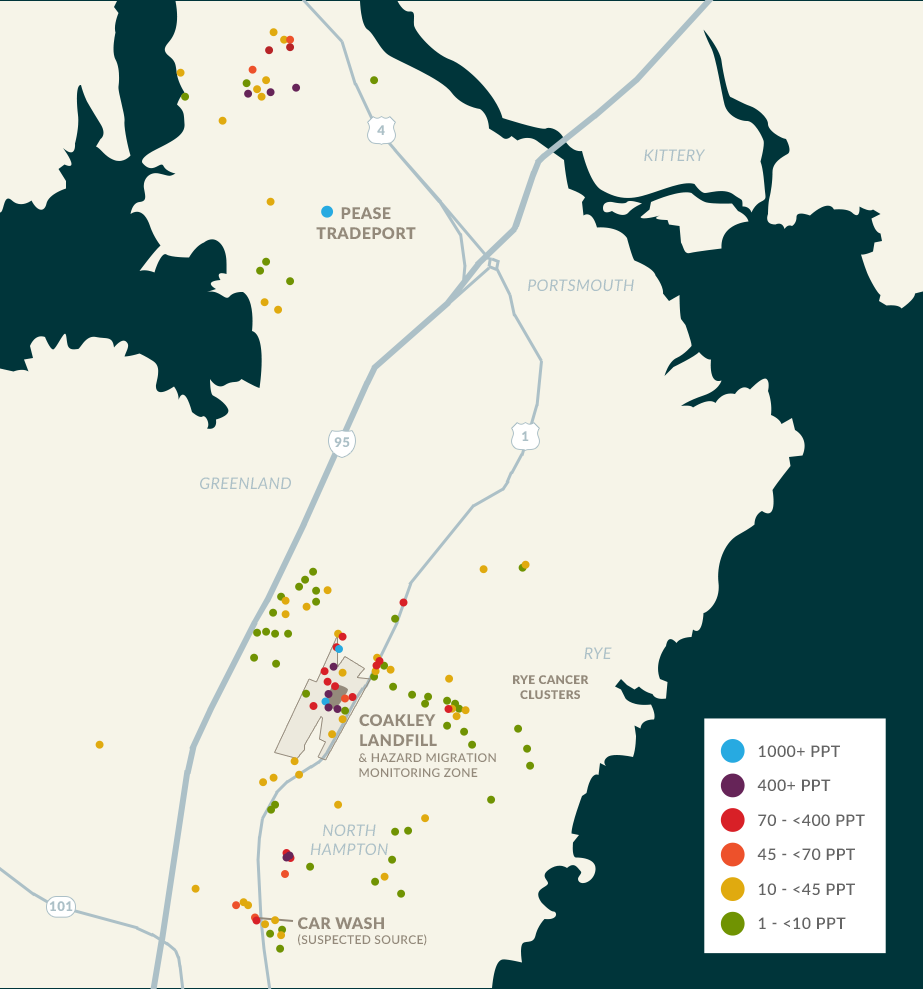 PFAS sampling results. Graphic by Sara Plourde for NHPR