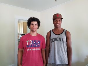 Nick Sanderson, left, and Will Krug, right, have been friends for more than 15 years. The two are high school seniors, and together they've navigated life as young black men in a predominately white area. Photo by Daniela Allee for NHPR