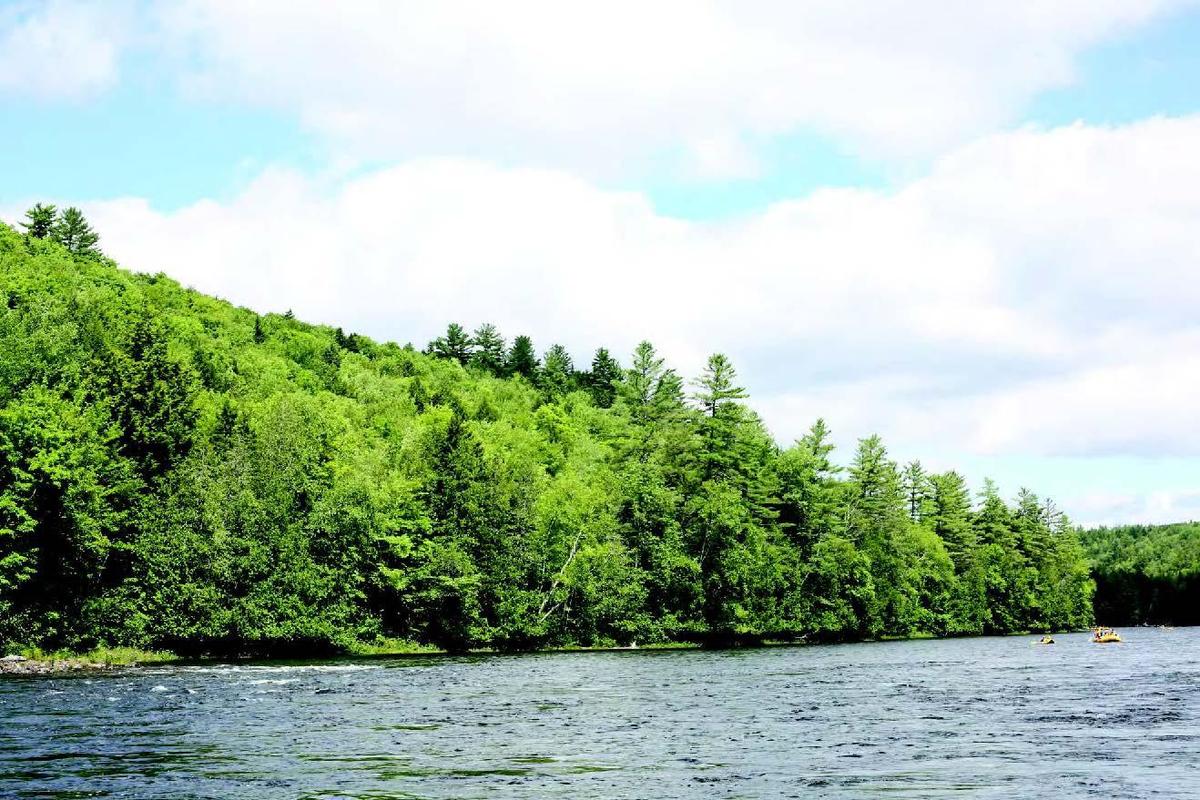 View looking northeast from the Kennebec Gorge - The new project includes cutting a new corridor through about 53-miles of forest in western Maine and crossing the scenic Kennebec River Gorge. Photo credit Central Maine Power