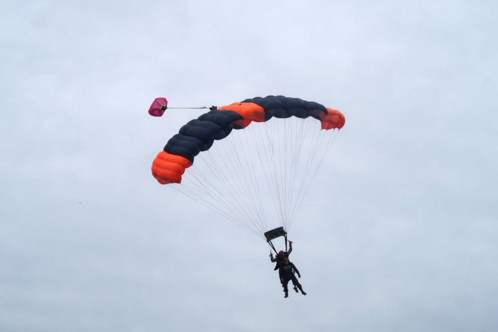 An exoneree comes in for landing. Photo by Bruce Gellerman for WBUR