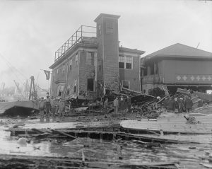 Fire House no. 31 damaged, Molasses Disaster. Photo courtesy of the Boston Public Library, Leslie Jones Collection