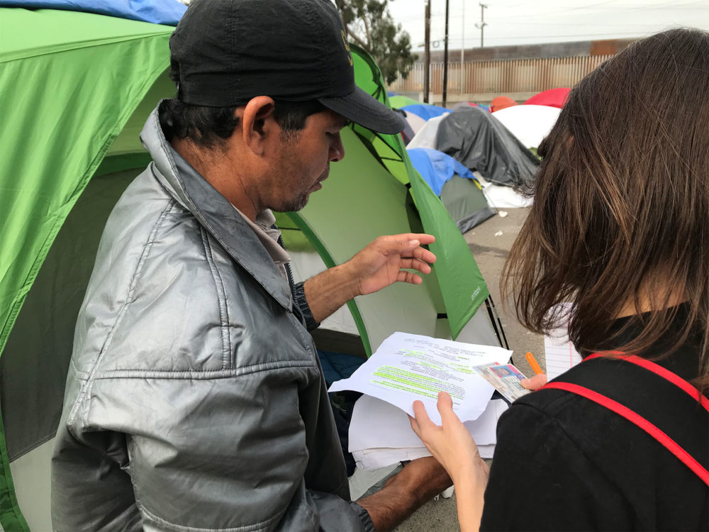 Edgar Vanegas is from El Salvador but says he lived in Danbury, Connecticut, for a few years. He traveled north with the migrant caravan. Photo by Shannon Dooling for WBUR