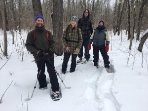 From left: Marc Lapin of Middlebury College, along with Tina Heath, Charlie Hohn and Zapata Courage from the state wetlands program. They recently toured the Cornwall swamp section of the Otter Creek wetlands. Photo by John Dillon for VPR