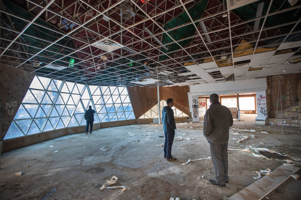 The interior of Buckminster Fuller's geodesic dome in Woods Hole. Photo by Jesse Costa for WBUR