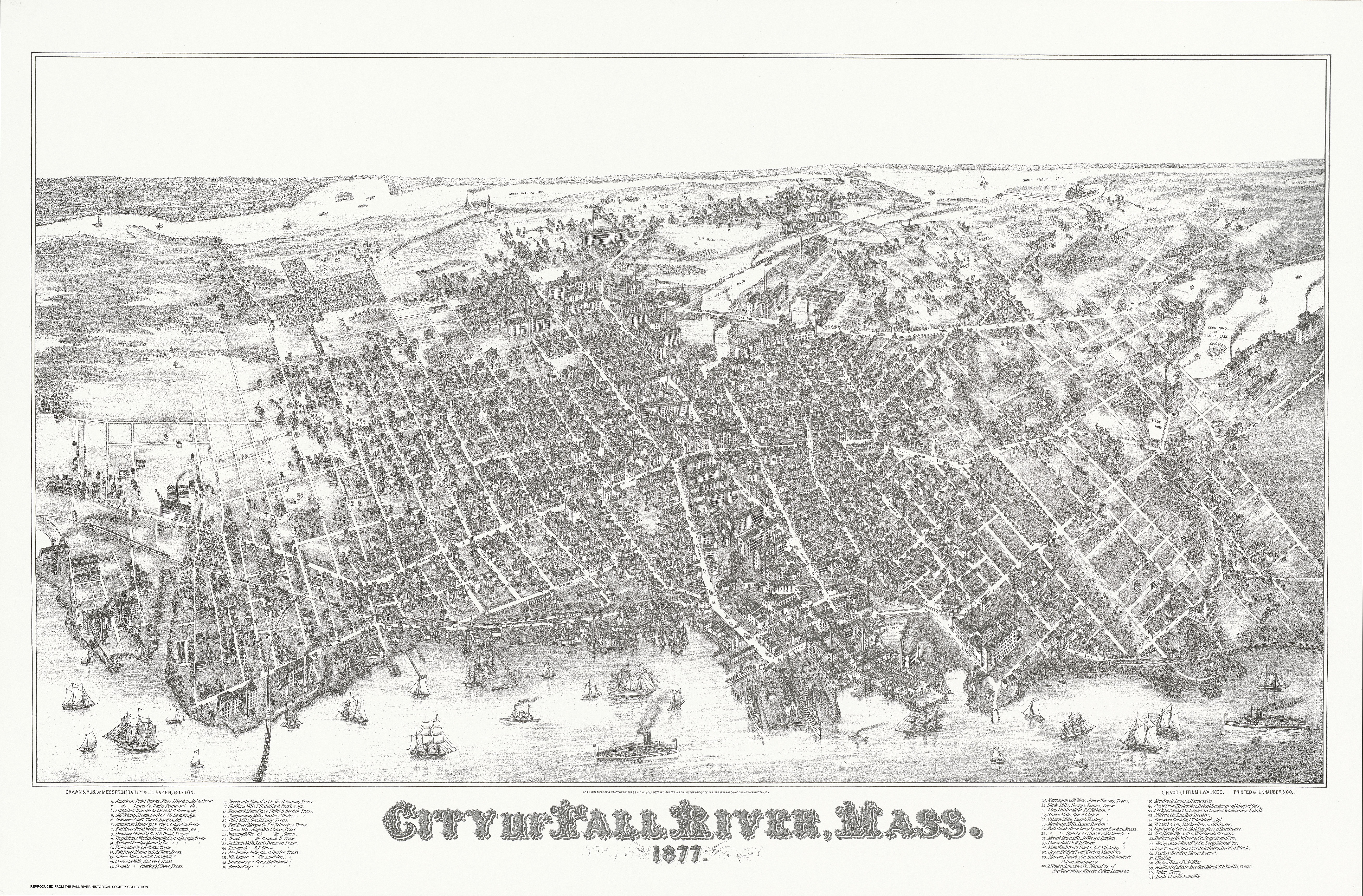 Bird's Eye Map of Fall River. Credit of the Fall River Historical Society