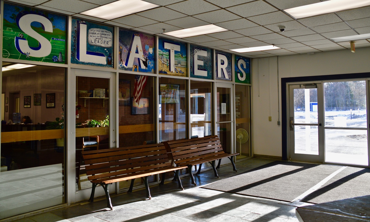 The entryway at Fair Haven Union High School in Vermont. Photo by Nina Keck for VPR