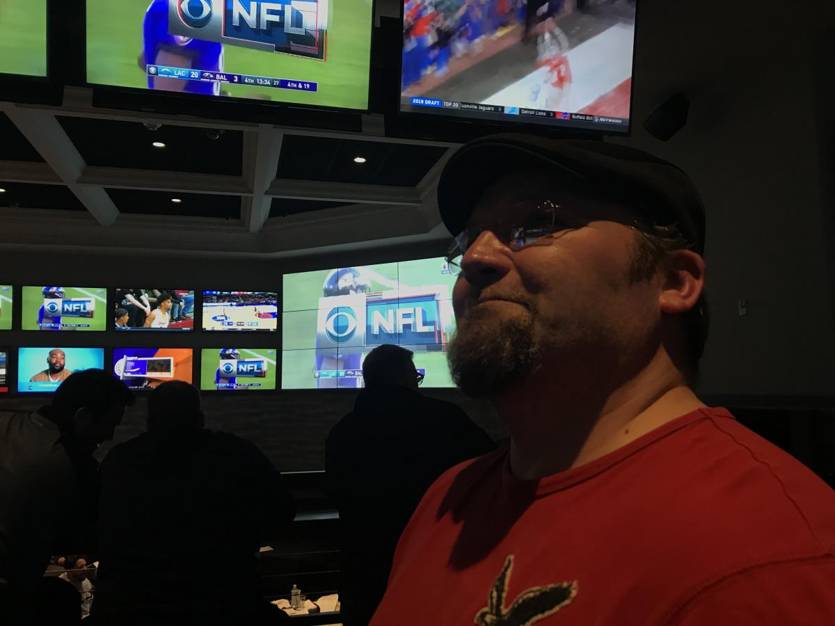 "We're like a deer in headlights -- we're staring at other states around us and yet we're afraid to do it because we're a conservative state," said East Hartford resident Mark Titan regarding movement on the legalization sports betting. Photo by Frankie Graziano for Connecticut Public Radio