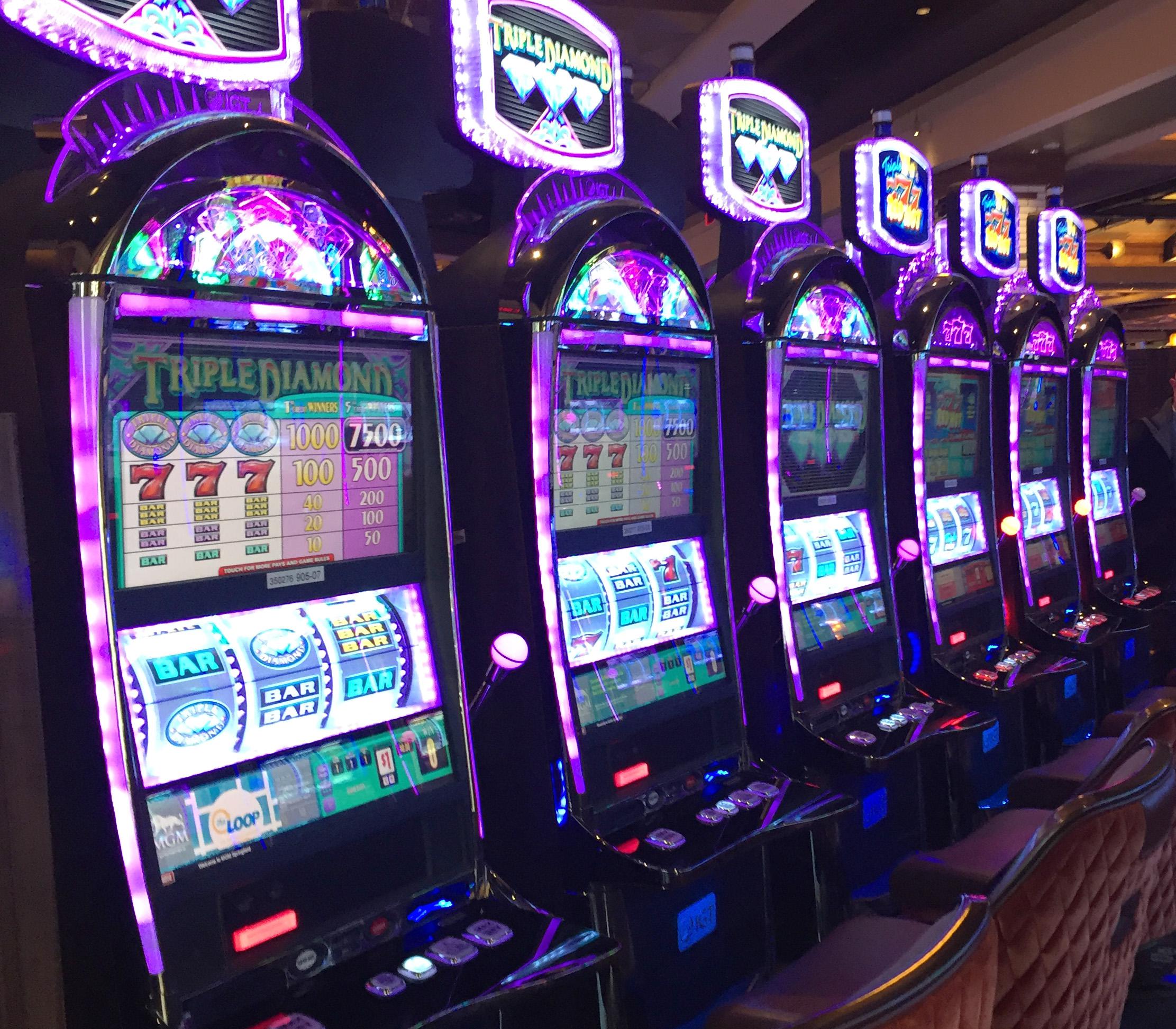 Slot machines at the MGM casino in Springfield, Massachusetts. Photo by Karen Brown for NEPR