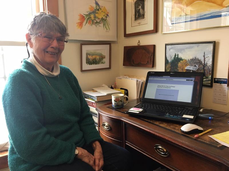 This laptop at Jenny Green's North Danville home is connected via dial-up modem to the internet. For faster speeds, Green will drive six miles into Danville to the library or local bakery. Photo by John Dillon for VPR