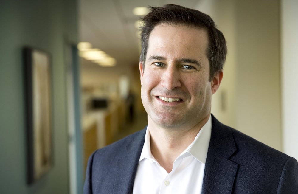 U.S. Rep. Seth Moulton at WBUR. Photo by Robin Lubbock for WBUR