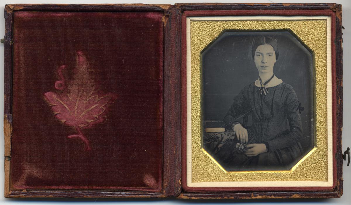 Original daguerreotype of the poet Emily Dickinson, taken in 1847. Photo credit of Amherst College archives and special collections / Public Domain