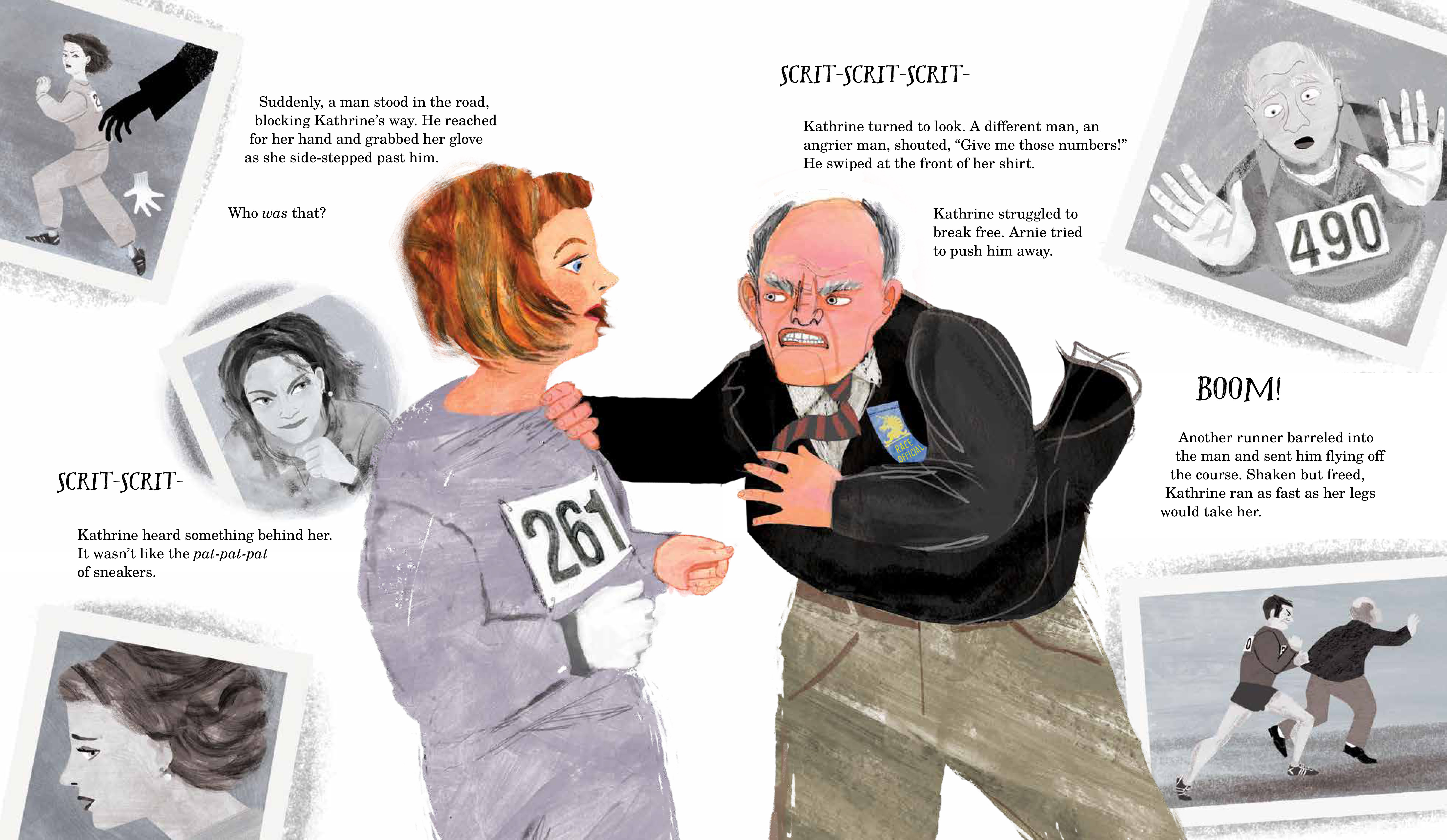 An excerpt of "Her Fearless Run: Kathrine Switzer's Historic Boston Marathon" by Kim Chaffee, Illustrations by Ellen Rooney