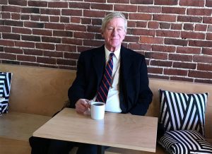 Former Massachusetts Governor William Weld having coffee in New Hampshire. Photo by Anthony Brooks for WBUR