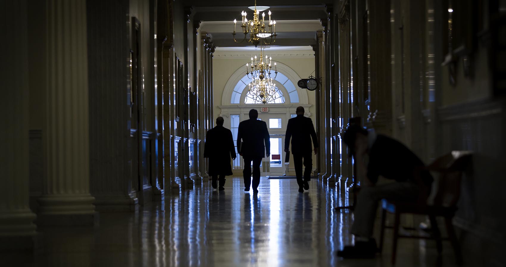 In the corridors of the Massachusetts State House. Photo by Robin Lubbock for WBUR