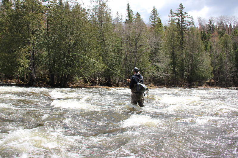 Fishing Guide Bill Bernhardt fishing the cold rushing waters of the Connecticut. Photo by Sean Hurley for NHPR