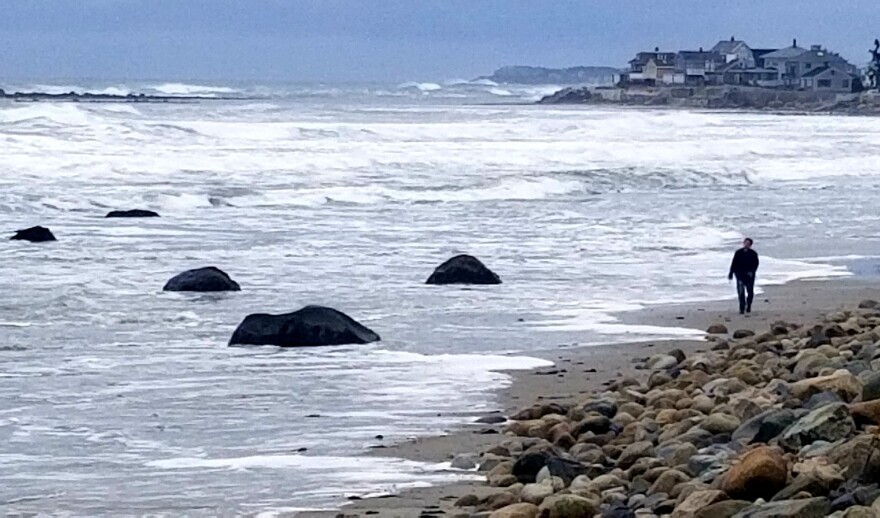 Maine's Wells Beach at low tide after a nor'easter in October 2021.