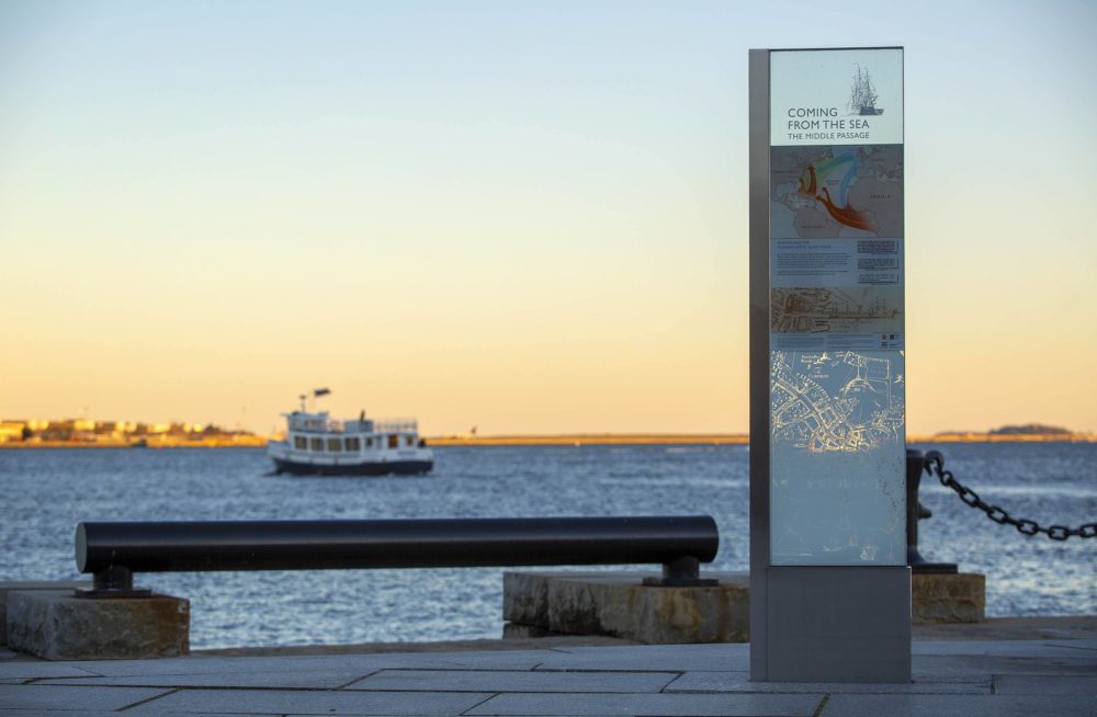 The Middle Passage port marker at the end of Long Wharf, Boston.