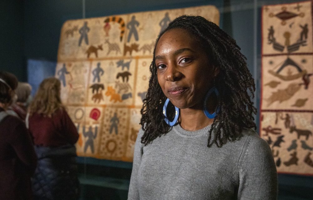 Alyse Minter, a descendent of Harriet Powers, the mother of the African American story quilt tradition.  Two of Powers' quilts are on display in the MFA's exhibit "Fabric of a Nation: American Quilt Stories." 