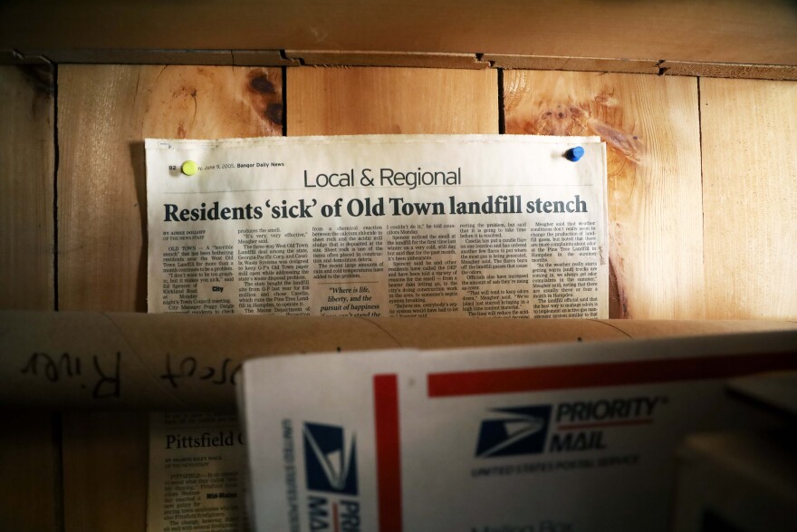 A clipping from a 2005 article in the Bangor Daily News that hangs in the home of Ed Spencer, a West Old Town resident who has opposed the out-of-state waste ending up at Juniper Ridge.