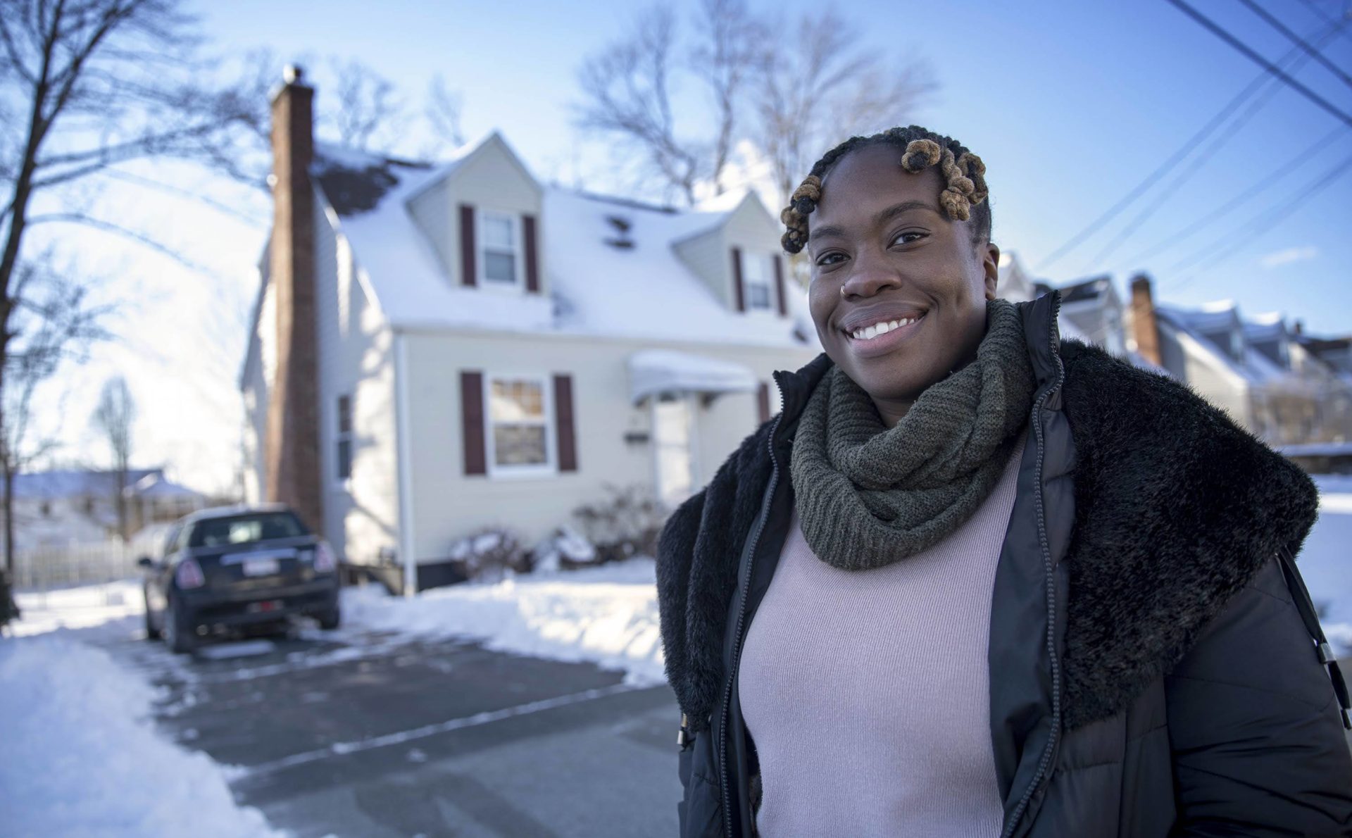 A portrait of Sabrina Xavier, who wanted to purchase a home in Boston, but ended up buying this house in Brockton. 