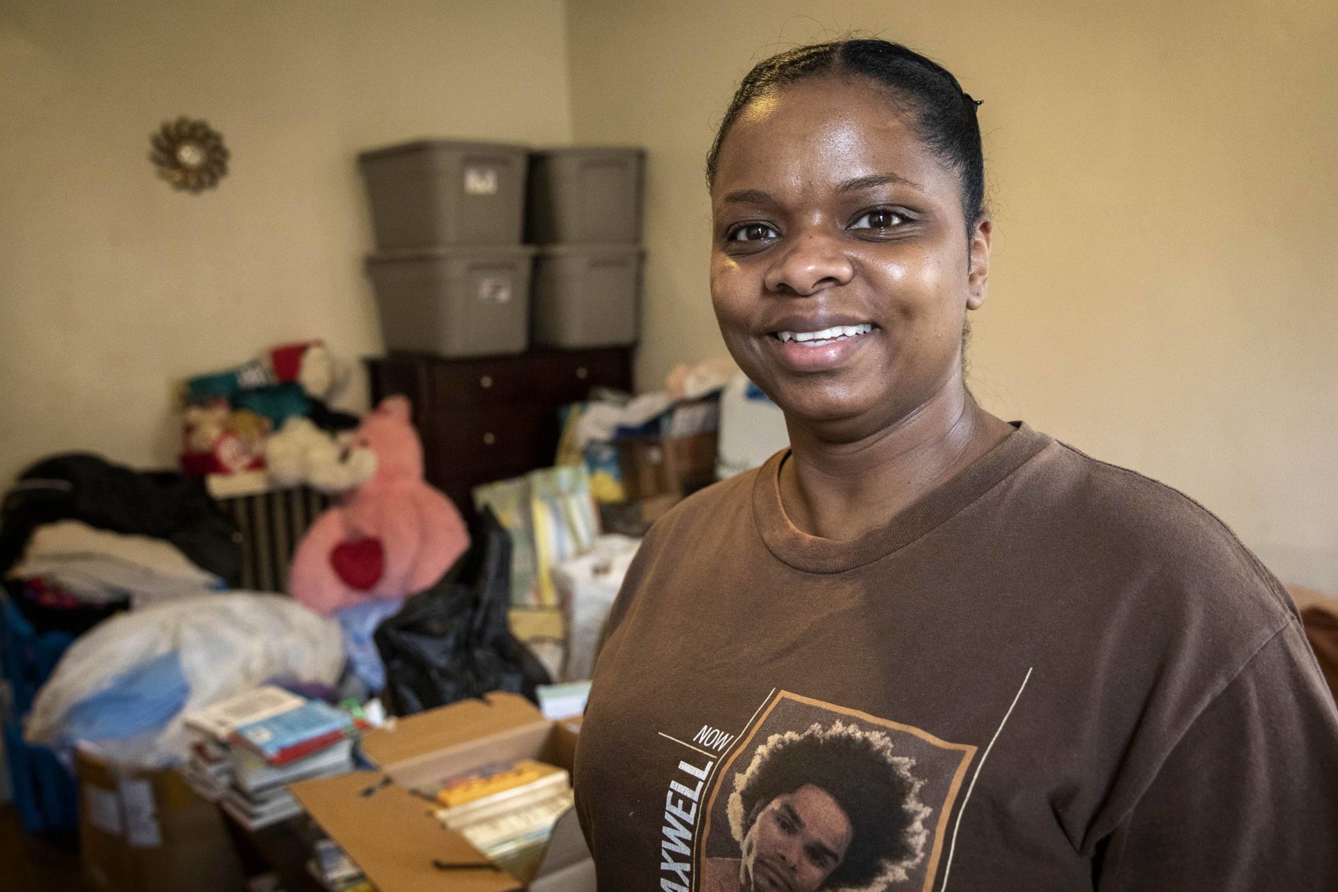 Cecilia Dixon at the home she rented in Mattapan for around six years before moving to her new home in Dorchester.