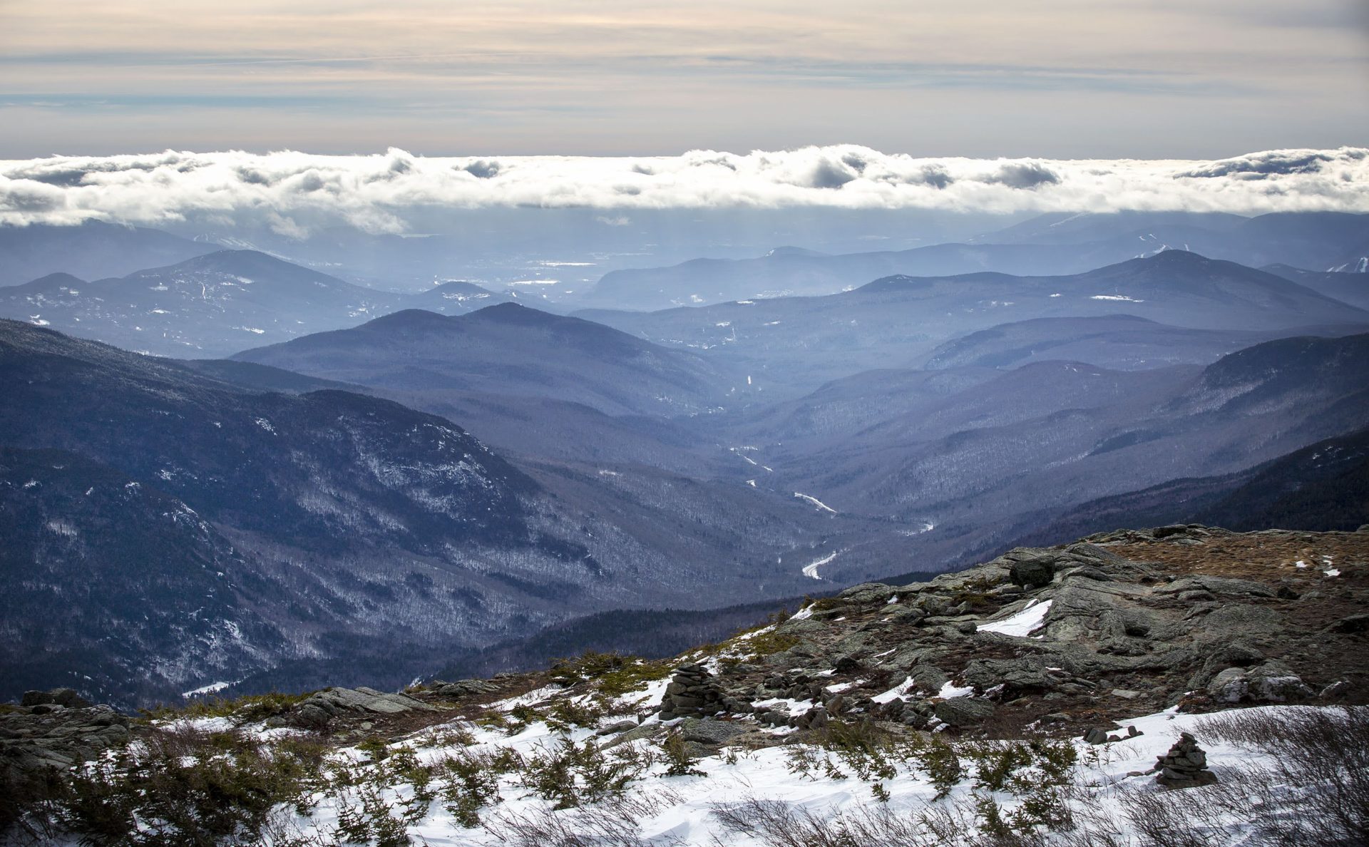 Low clouds approaching Mount Washington.