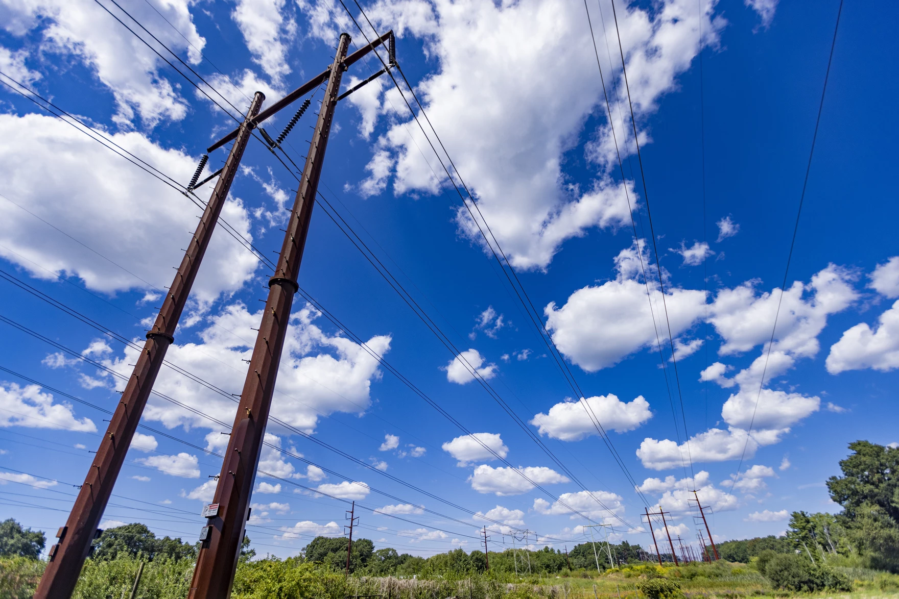 Electrical lines in Dracut, Massachusetts.