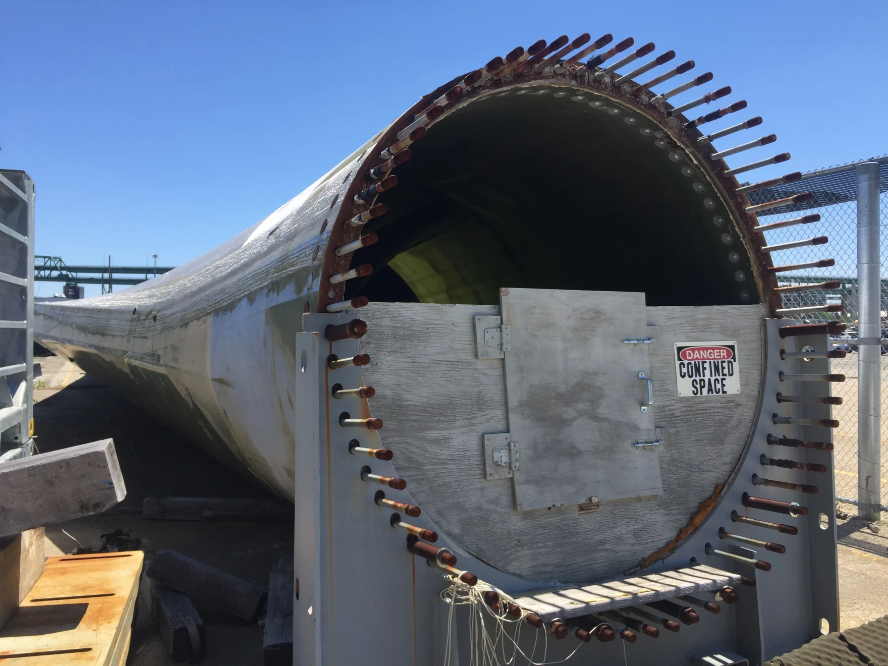 A turbine blade at The Wind Technology Testing Center in Charlestown, Mass. 