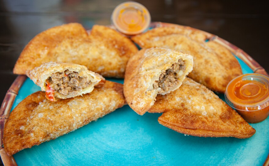The vegetarian empanada with kale, spinach sofrito and sweet plantain is a must-try