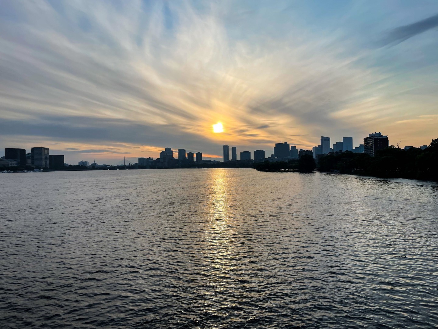 Mass. Ave. bridge Wednesday morning, showing a hazy sunrise.