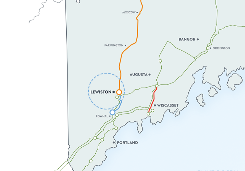 Map of the New England Clean Energy Connects line.