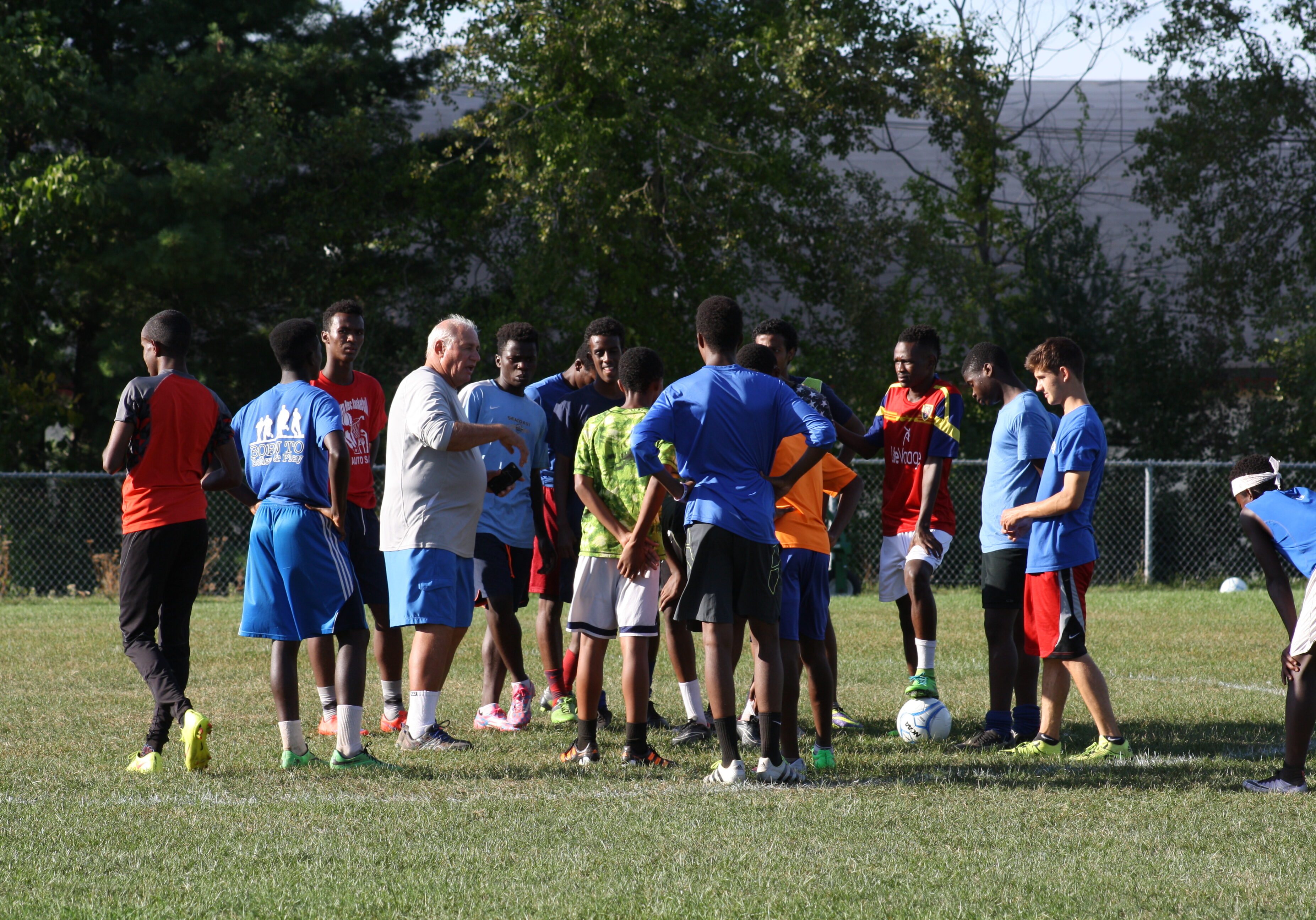 Coach Mike McGraw and the Lewiston Blue Devils during practice. Photo courtesy of Amy Bass